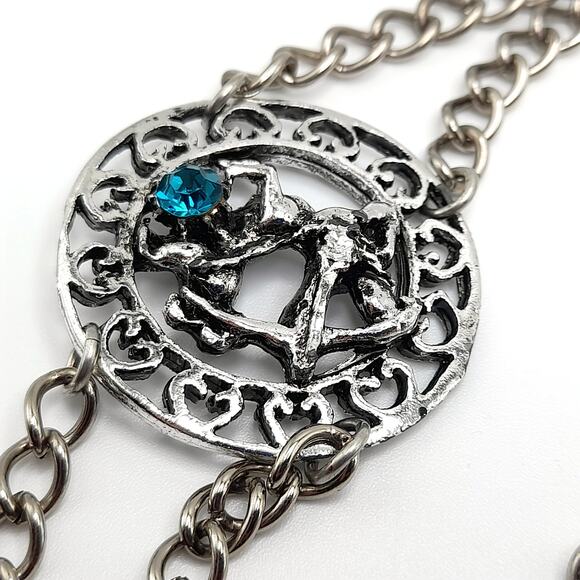 Vintage Zodiac Rhinestone Belt, Six Signs, 40 Inches, Silver Tone - Picture 5 of 10